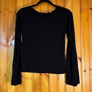 H&M black long sleeve with eyelet detail on neck and sleeves